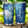 Camellia Persionalized 3D White Wolf Couple Stainless Steel Tumbler - Customized Double - Walled Insulation Travel Thermal Cup With Lid Gift For Couple Lover Husband Wife