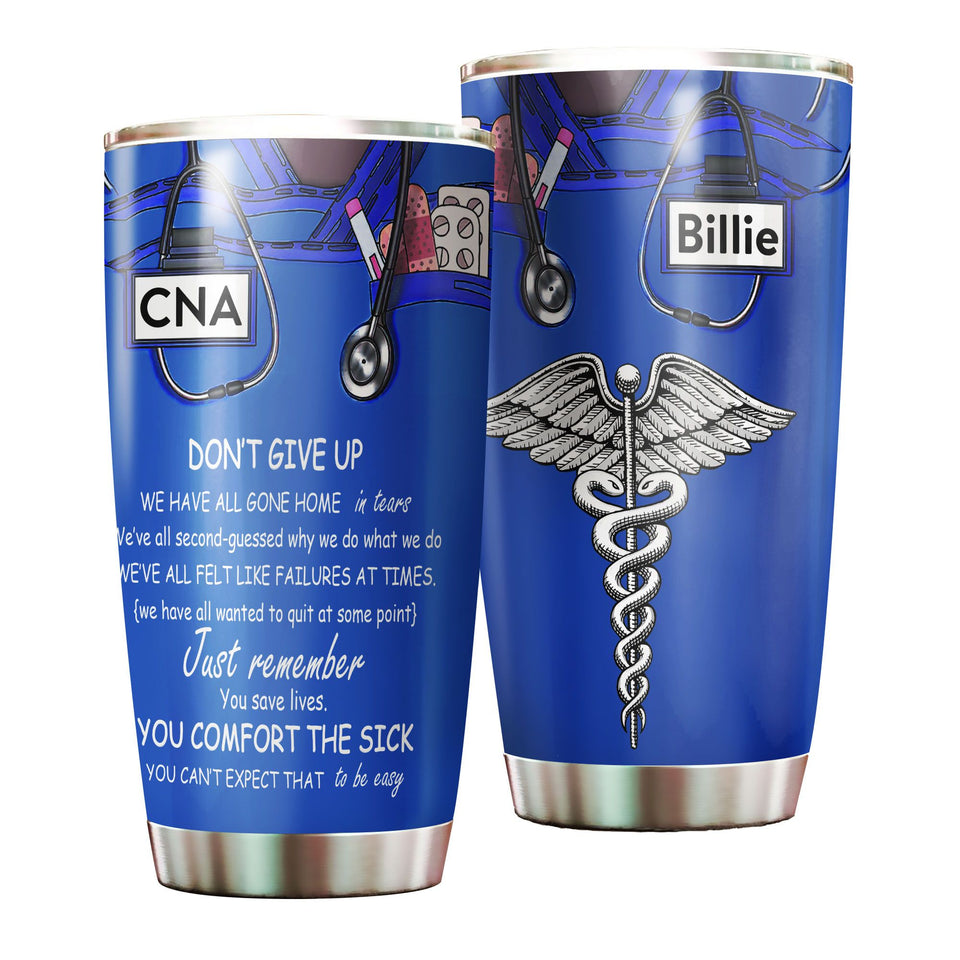 Camellia Personalized Doctor Dont Give Up You Save Lives Stainless Steel Tumbler - Customized Double-Walled Insulation Travel Thermal Cup With Lid