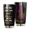 Camellia Personalized Black Women Stainless Steel Tumbler - Double-Walled Insulation Vacumm Flask - Gift For Black Queen, International Women's Day, Hippie Girls 18