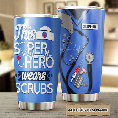 Camellia Personalized Nurse Hero Stainless Steel Tumbler - Double-Walled Insulation Vacumm Flask - Gift For Nurse, Christmas Gift, International Nurses Day