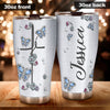 Camellia Personalized Butterfly Jewelry Style Christian Cross Stainless Steel Tumbler - Double-Walled Insulation Vacumm Flask - For Thanksgiving, Memorial Day, Christians, Christmas Gift