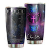 Camellia Personalized Butterfly Cross Bible Emergency Numbers Stainless Steel Tumbler - Double-Walled Insulation Vacumm Flask - For Thanksgiving, Memorial Day, Christians, Christmas Gift