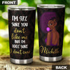 Camellia Personalized Black Women Stainless Steel Tumbler - Double-Walled Insulation Vacumm Flask - Gift For Black Queen, International Women's Day, Hippie Girls 18