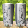 Camellia Personalized Butterfly Jewelry Style Christian Cross Stainless Steel Tumbler - Double-Walled Insulation Vacumm Flask - For Thanksgiving, Memorial Day, Christians, Christmas Gift