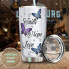 Camellia Personalized Butterfly Faith Hope Love Jewelry Style Stainless Steel Tumbler - Double-Walled Insulation Vacumm Flask - For Thanksgiving, Memorial Day, Christians, Christmas Gift