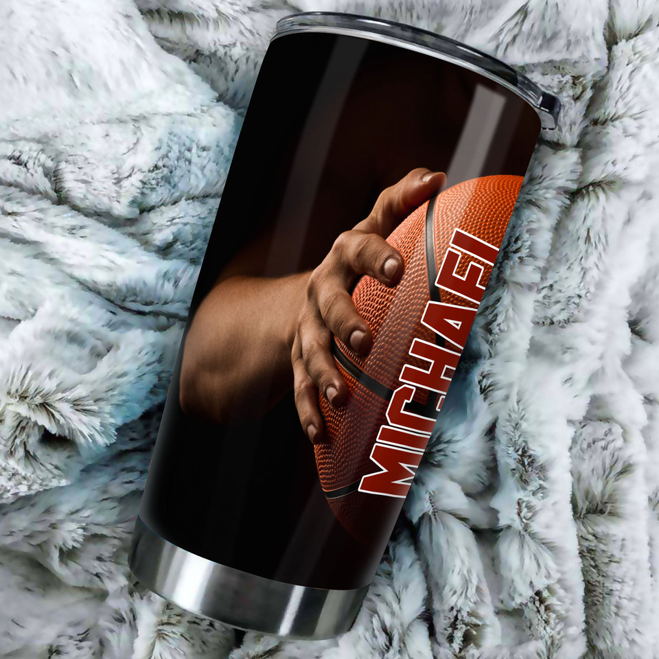 Camellia Persionalized 3D Basketball New Year Stainless Steel Tumbler - Customized Double - Walled Insulation Travel Thermal Cup With Lid Gift For Basketball Player