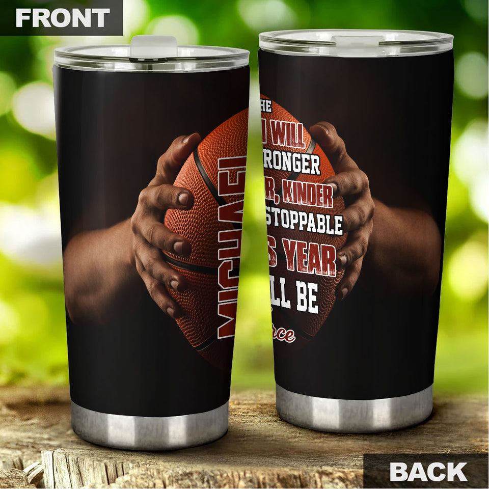 Camellia Persionalized 3D Basketball New Year Stainless Steel Tumbler - Customized Double - Walled Insulation Travel Thermal Cup With Lid Gift For Basketball Player