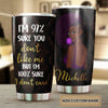 Camellia Personalized Black Women Stainless Steel Tumbler - Double-Walled Insulation Vacumm Flask - Gift For Black Queen, International Women's Day, Hippie Girls 18