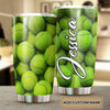 Camellia Personalized Full Of Tennis Ball Stainless Steel Tumbler - Customized Double-Walled Insulation Travel Thermal Cup With Lid Gift For Tennis Player