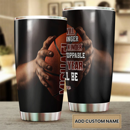 Camellia Persionalized 3D Basketball New Year Stainless Steel Tumbler - Customized Double - Walled Insulation Travel Thermal Cup With Lid Gift For Basketball Player