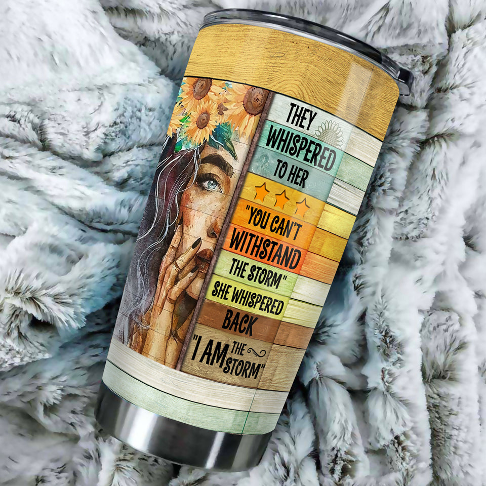 Camellia Personalized I Am The Storm Stainless Steel Tumbler-Double-Walled Insulation Travel Cup With Lid Gift For Girl