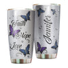 Camellia Personalized Butterfly Faith Hope Love Jewelry Style Stainless Steel Tumbler - Double-Walled Insulation Vacumm Flask - For Thanksgiving, Memorial Day, Christians, Christmas Gift
