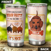 Camellia Personalized Dachshund I Just Want To Touch Your Butt All The Time Stainless Steel Tumbler - Customized Double-Walled Insulation Travel Thermal Cup With Lid Gift For Dog Lover