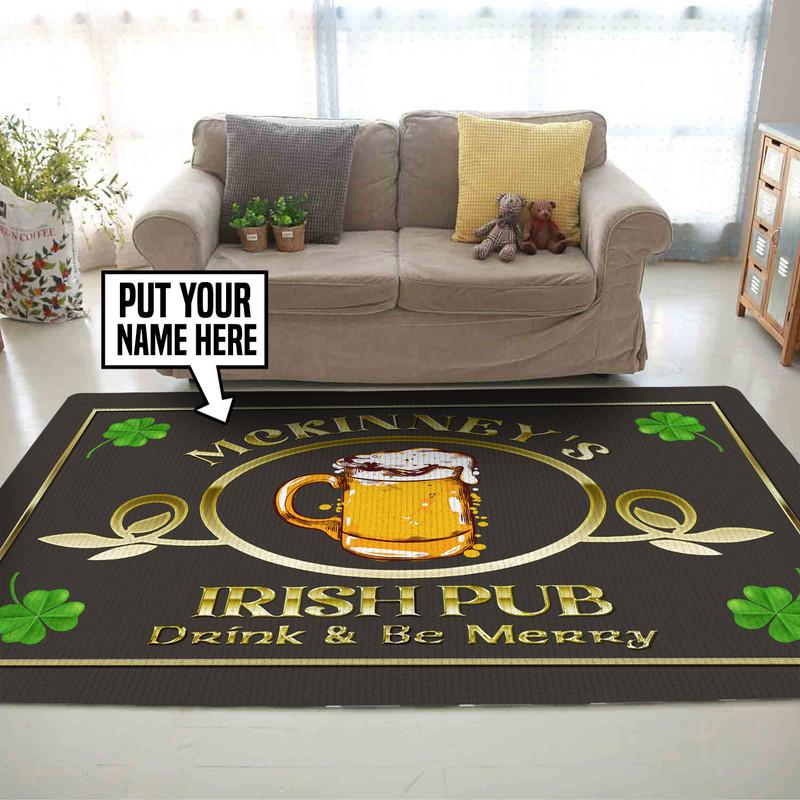 Personalized Irish Pub Rug 05884 - low-pile machine washable decorative area rug floor preview