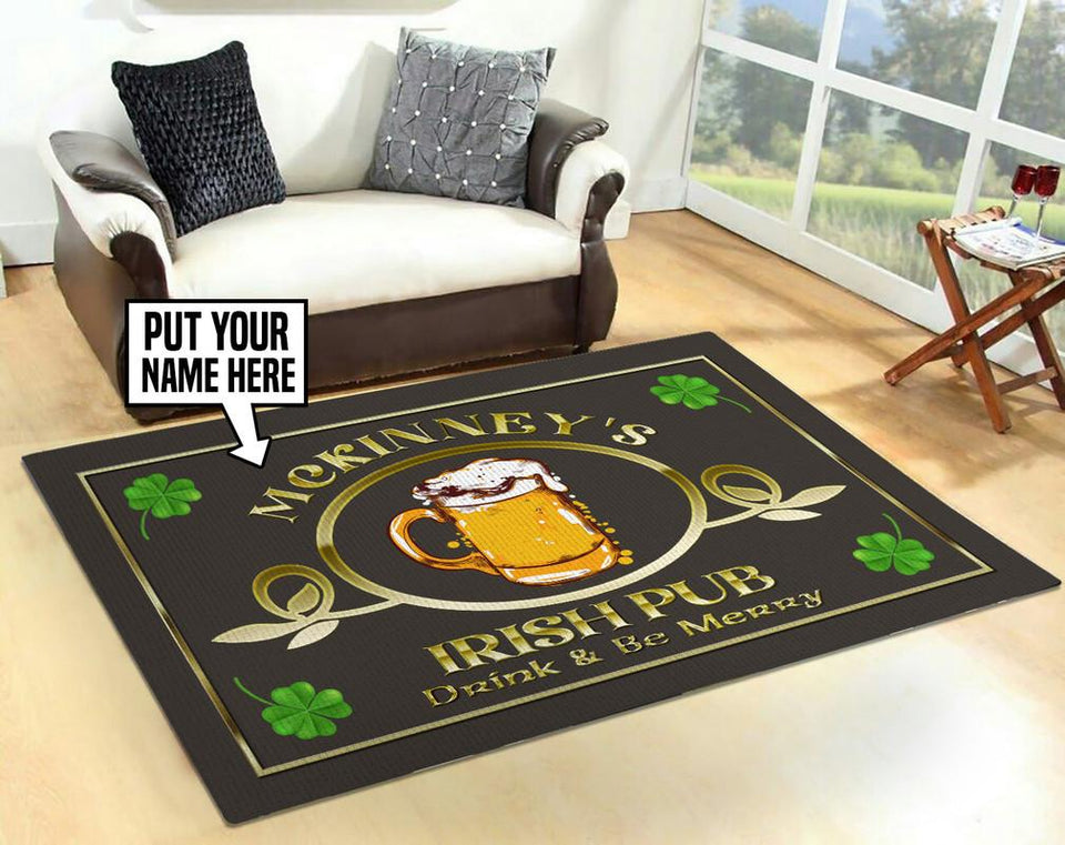 Personalized Irish Pub Rug 05884 - durable non-skid rubber backing and vibrant print detail