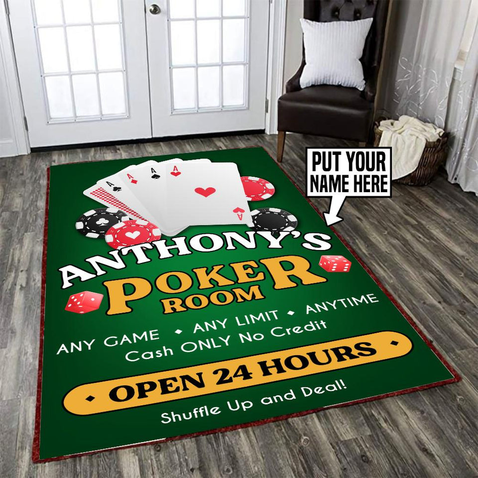 Personalized Poker Room Rug 06254 - General soft non-slip area rug for living room & home decor