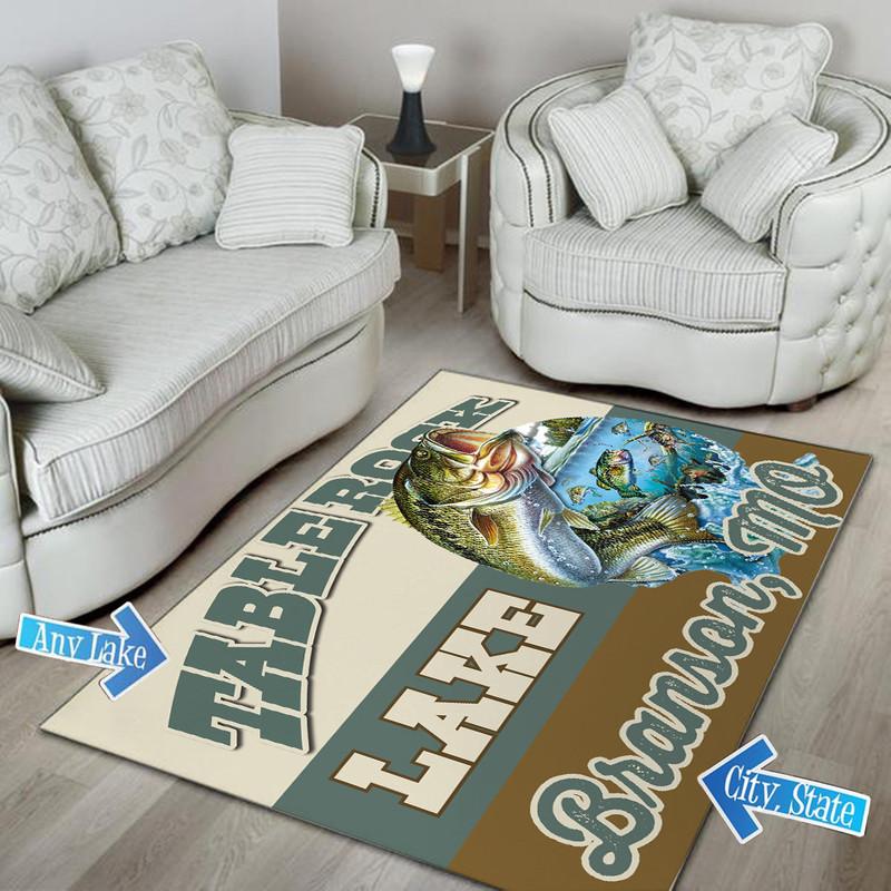 Personalize Fishing Rug 05222 - low-pile machine washable decorative area rug floor preview