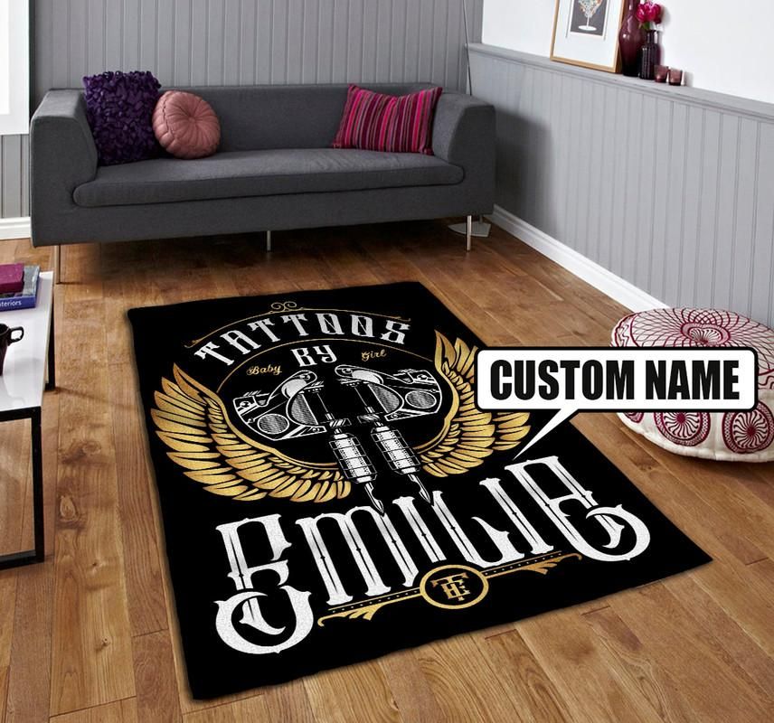 Personalized Tattoo Studio Rug 07181 - durable non-skid rubber backing and vibrant print detail