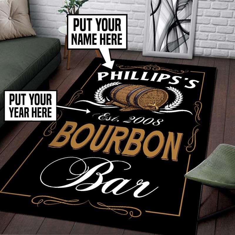 Personalized Bourbon Bar Rug 05837 - low-pile machine washable decorative area rug floor preview