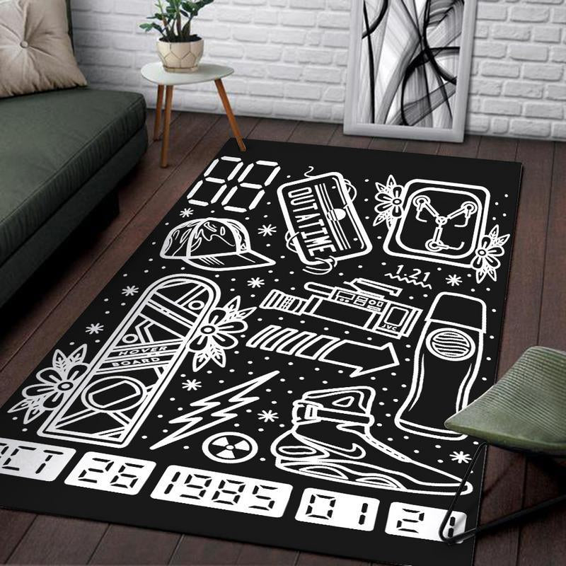 Btf Rug Back to the Future Marty Mcfly Delorean Dmc Bttf 02361 - General soft non-slip area rug for living room & home decor
