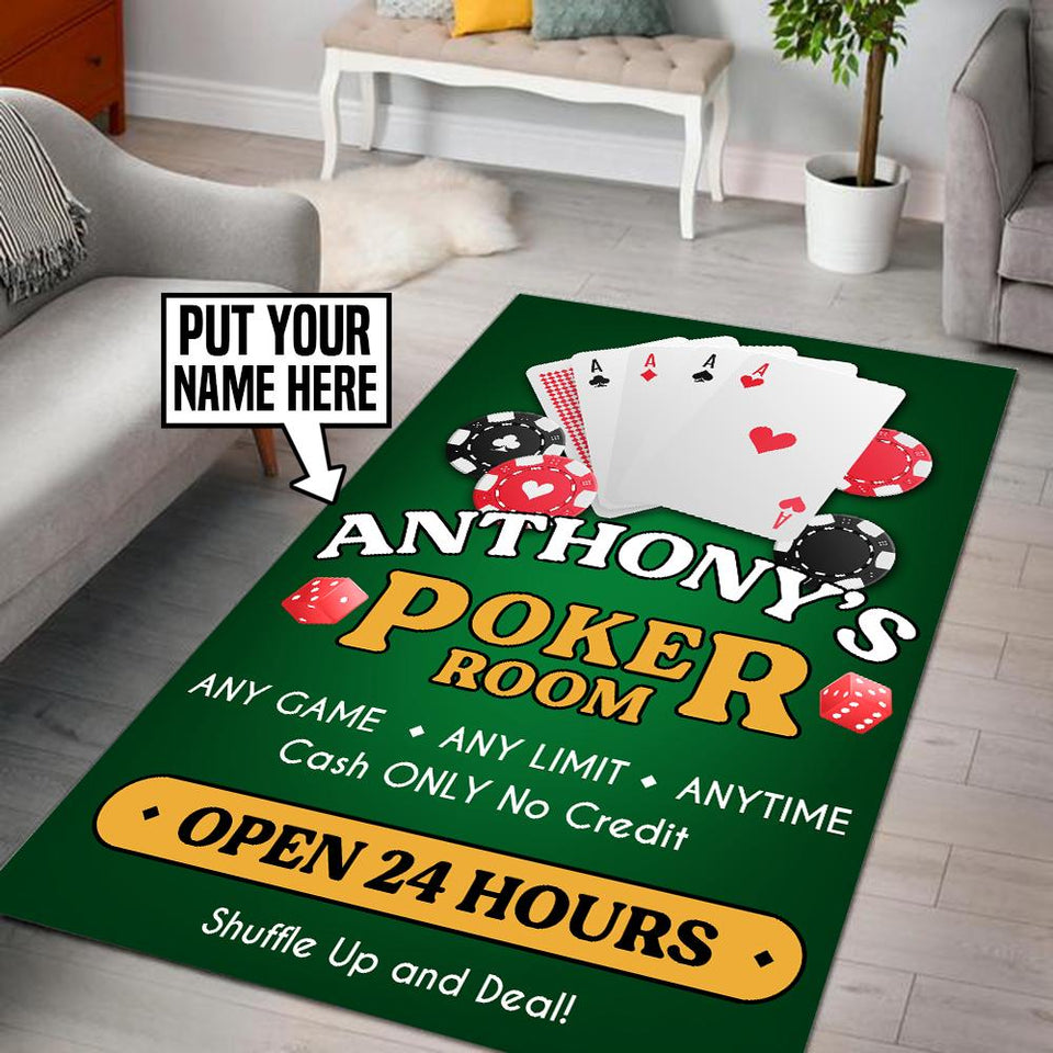 Personalized Poker Room Rug 06254 - low-pile machine washable decorative area rug floor preview