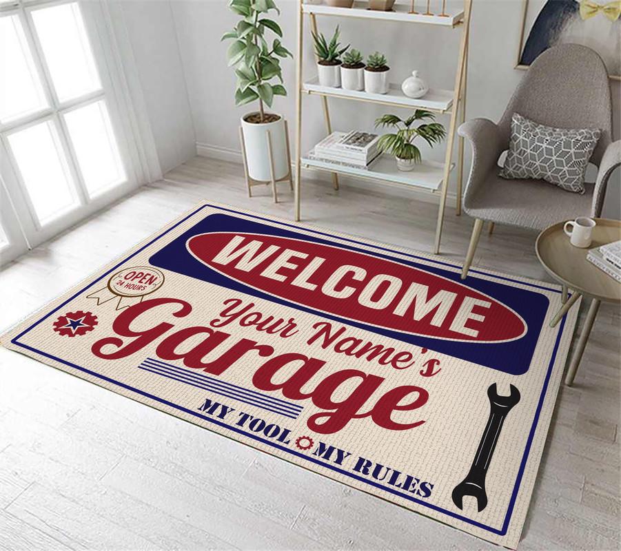 Personalized Garage Rug 06434 - durable non-skid rubber backing and vibrant print detail