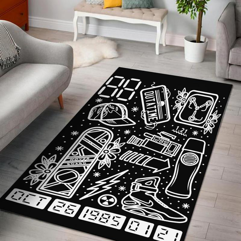 Btf Rug Back to the Future Marty Mcfly Delorean Dmc Bttf 02361 - durable non-skid rubber backing and vibrant print detail