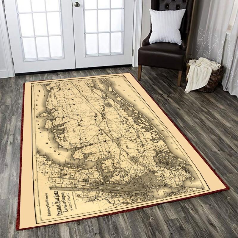 Centralrr Rug Central Railroad Map 04816 - durable non-skid rubber backing and vibrant print detail