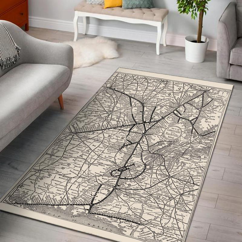 Louisville Rug Antique Louisville and Nashville Railroad Map L