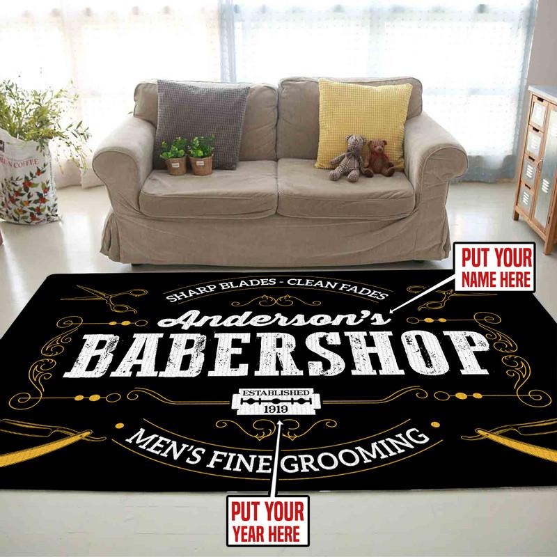 Personalized Barber Shop Rug 06402