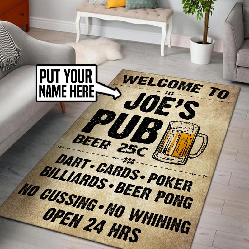 Personalized Pub Sign Vintage Man Cave Bar Rug 05766