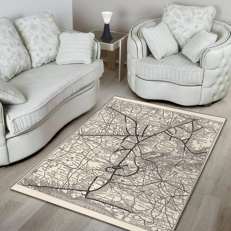 Louisville Rug Antique Louisville and Nashville Railroad Map L