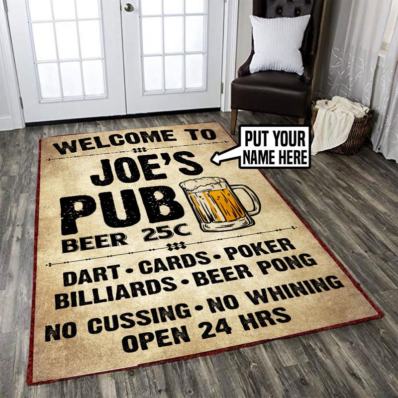 Personalized Pub Sign Vintage Man Cave Bar Rug 05766