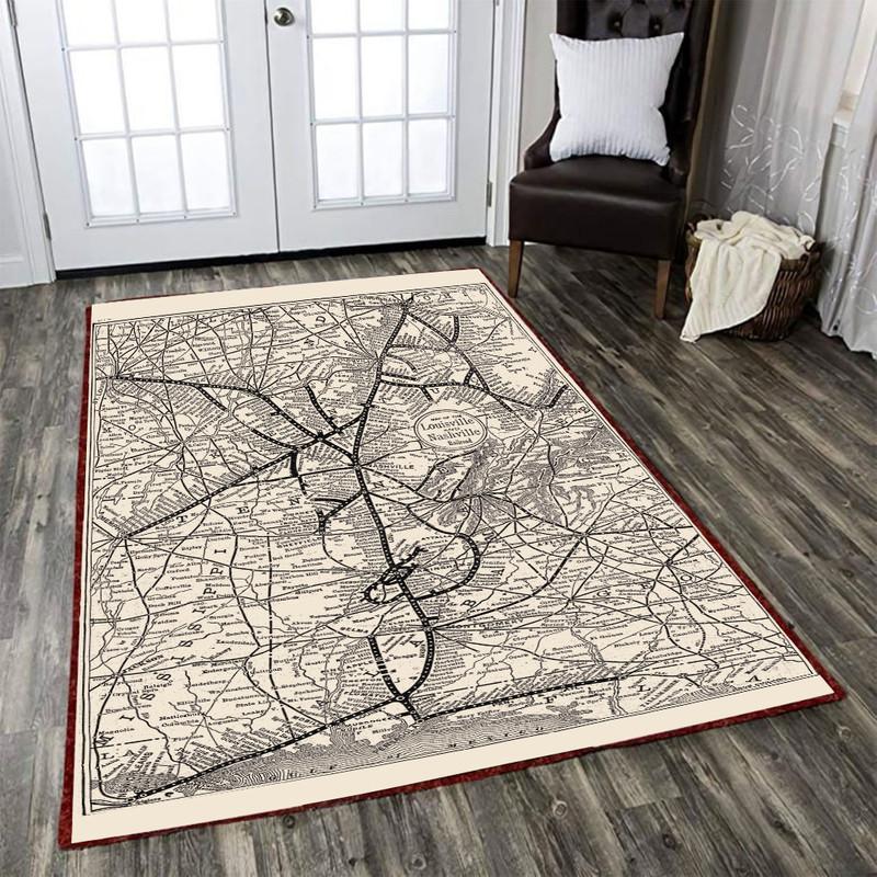 Louisville Rug Antique Louisville and Nashville Railroad Map L