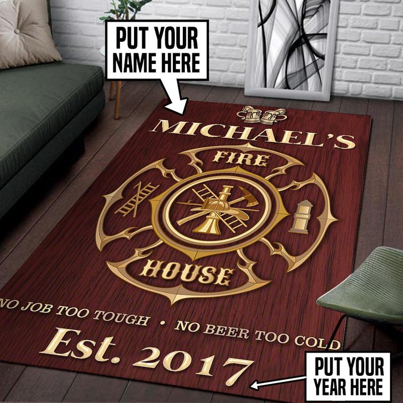 Personalized Firefighter Rug 05894