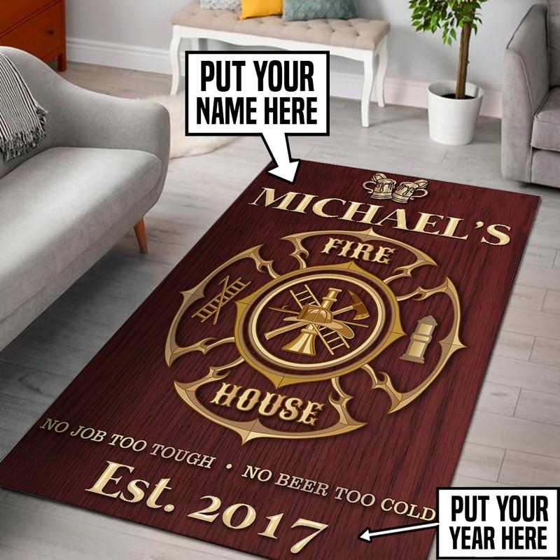 Personalized Firefighter Rug 05894