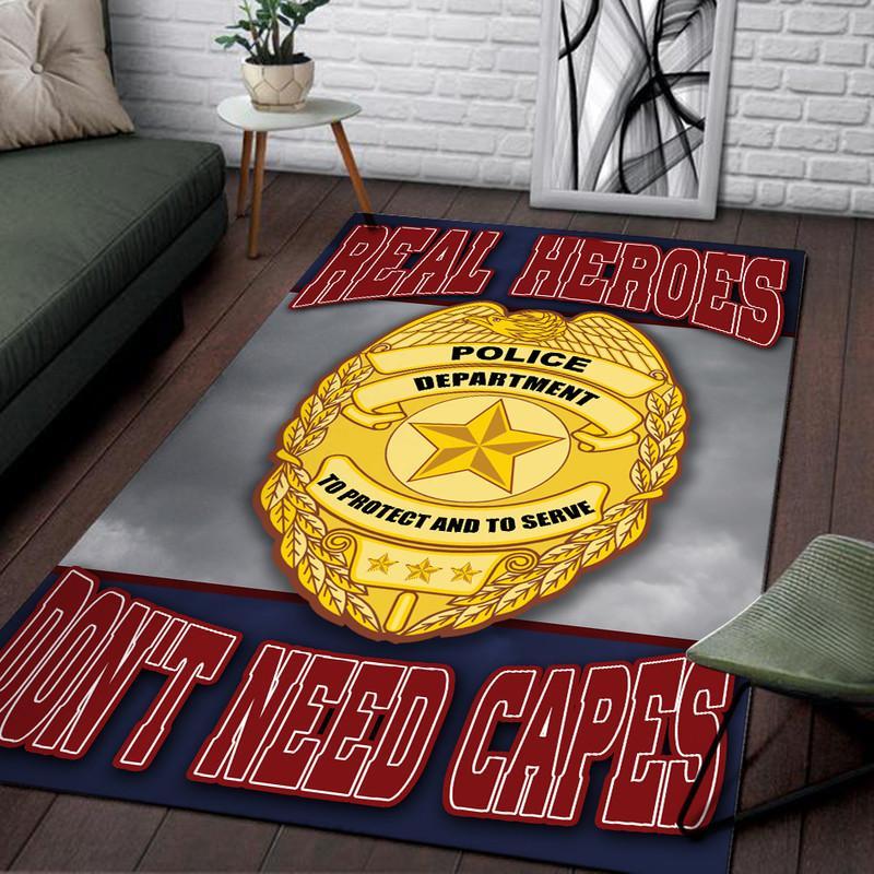 Police Department Real Heroes Don't Need Capes Rug 06011