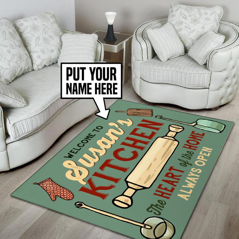 Personalized Kitchen the Heart of the Home Always Open Rug 05427