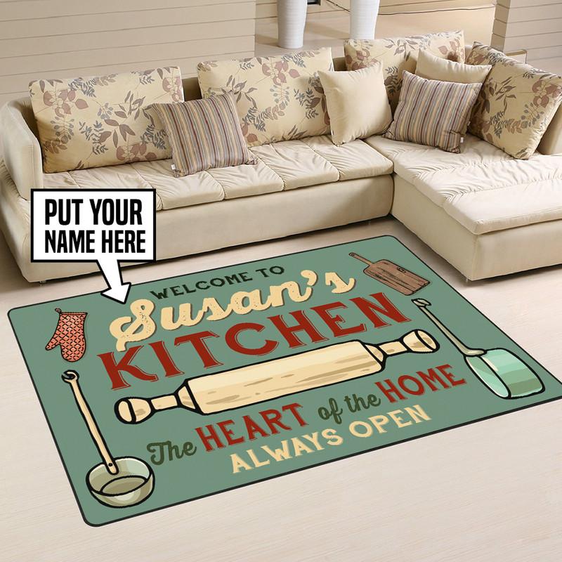 Personalized Kitchen the Heart of the Home Always Open Rug 05427