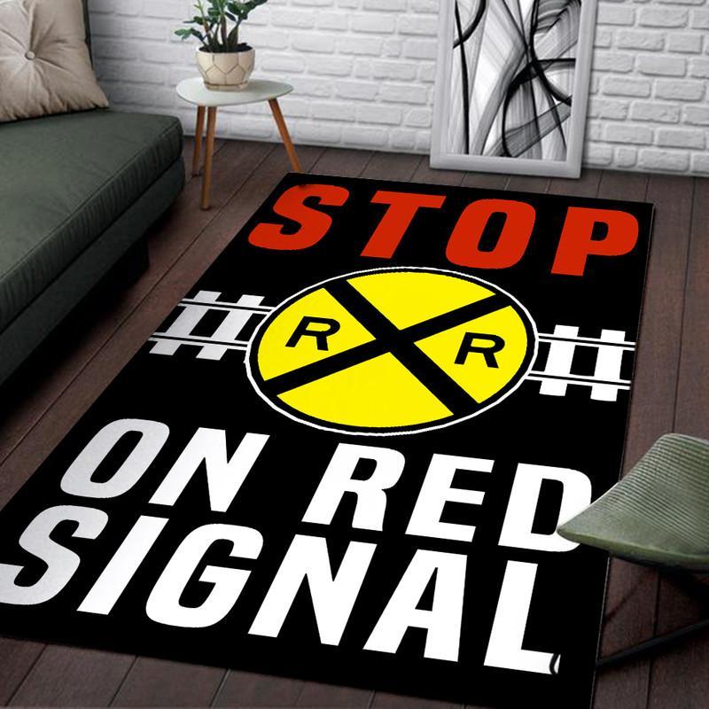 Railway Stop on Red Signal Rug 06048