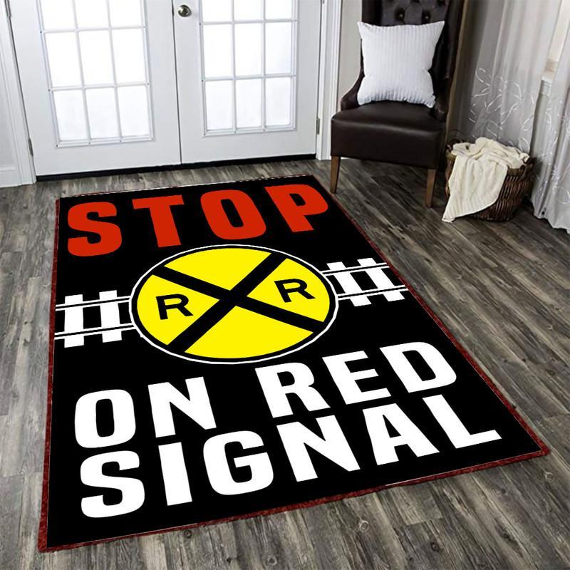 Railway Stop on Red Signal Rug 06048
