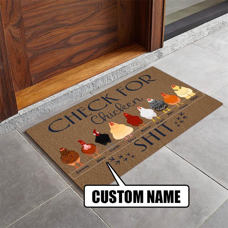 Personalized Check for Chicken Shit Door Mat Inside Rug Floor