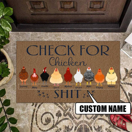 Personalized Check for Chicken Shit Door Mat Inside Rug Floor