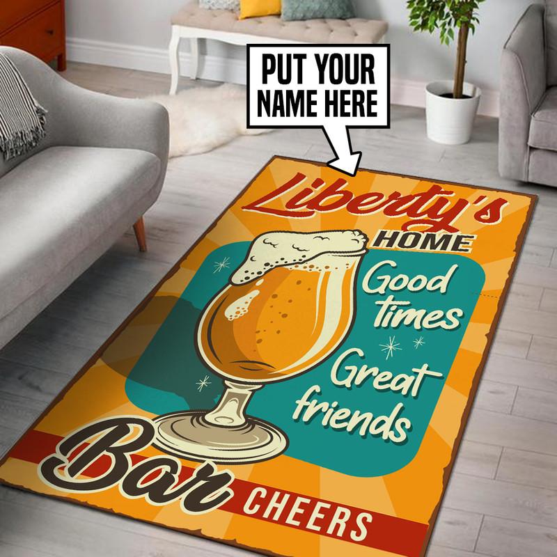 Personalized Home Bar. Good Times, Great Friends Rug 05418