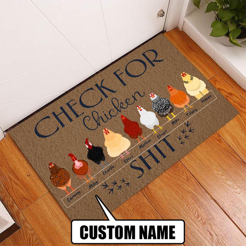 Personalized Check for Chicken Shit Door Mat Inside Rug Floor