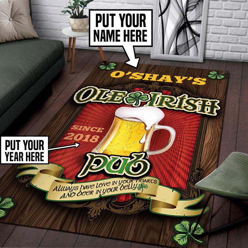 Personalized Irish Pug Rug 06455