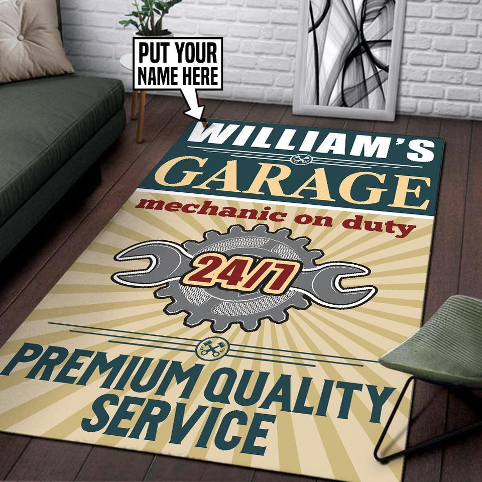 Personalized Mechanic on Duty Rug 06223