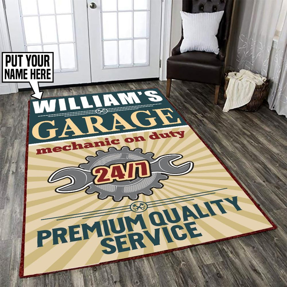 Personalized Mechanic on Duty Rug 06223