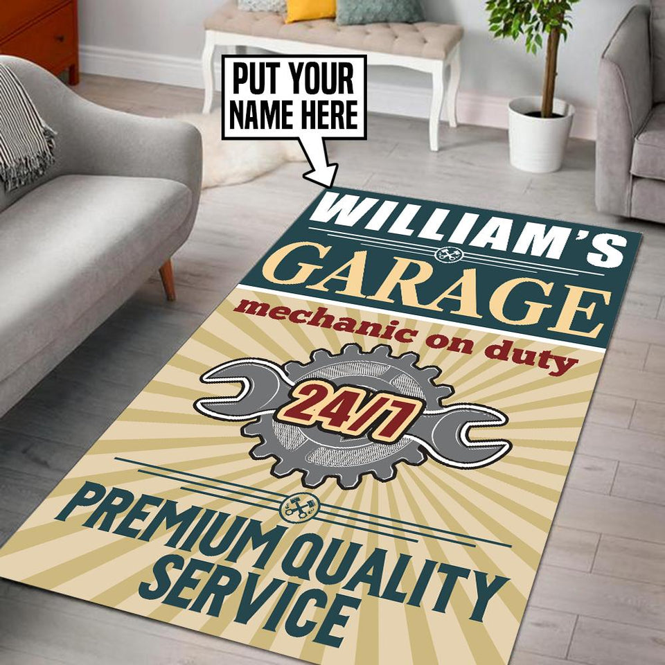Personalized Mechanic on Duty Rug 06223