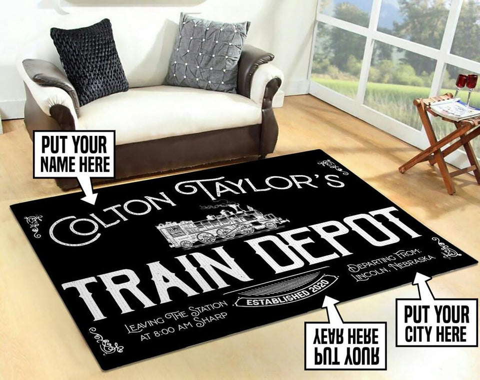 Personalized Train Depot Rug 06313